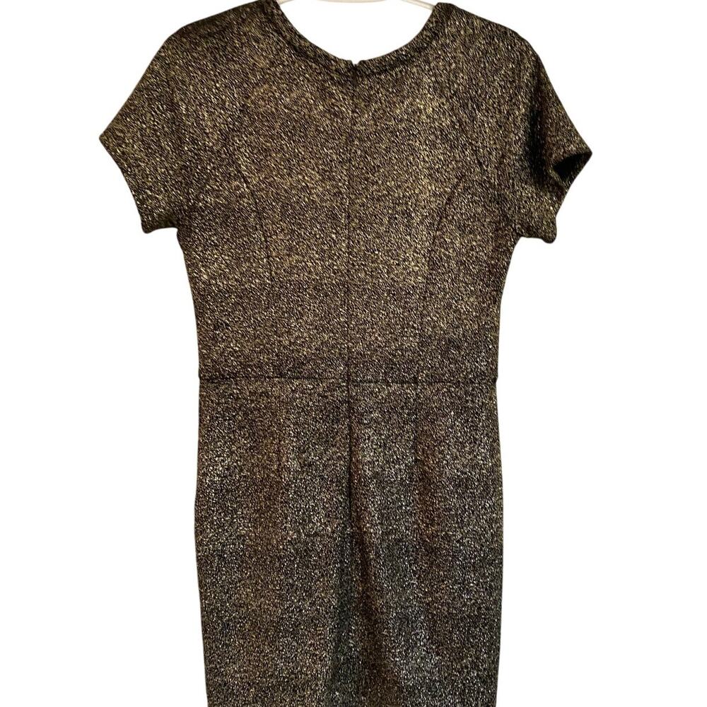 Aqua Metallic Gold Knit Dress M | Short Sleeve Party or Cocktail - Picture 5 of 7